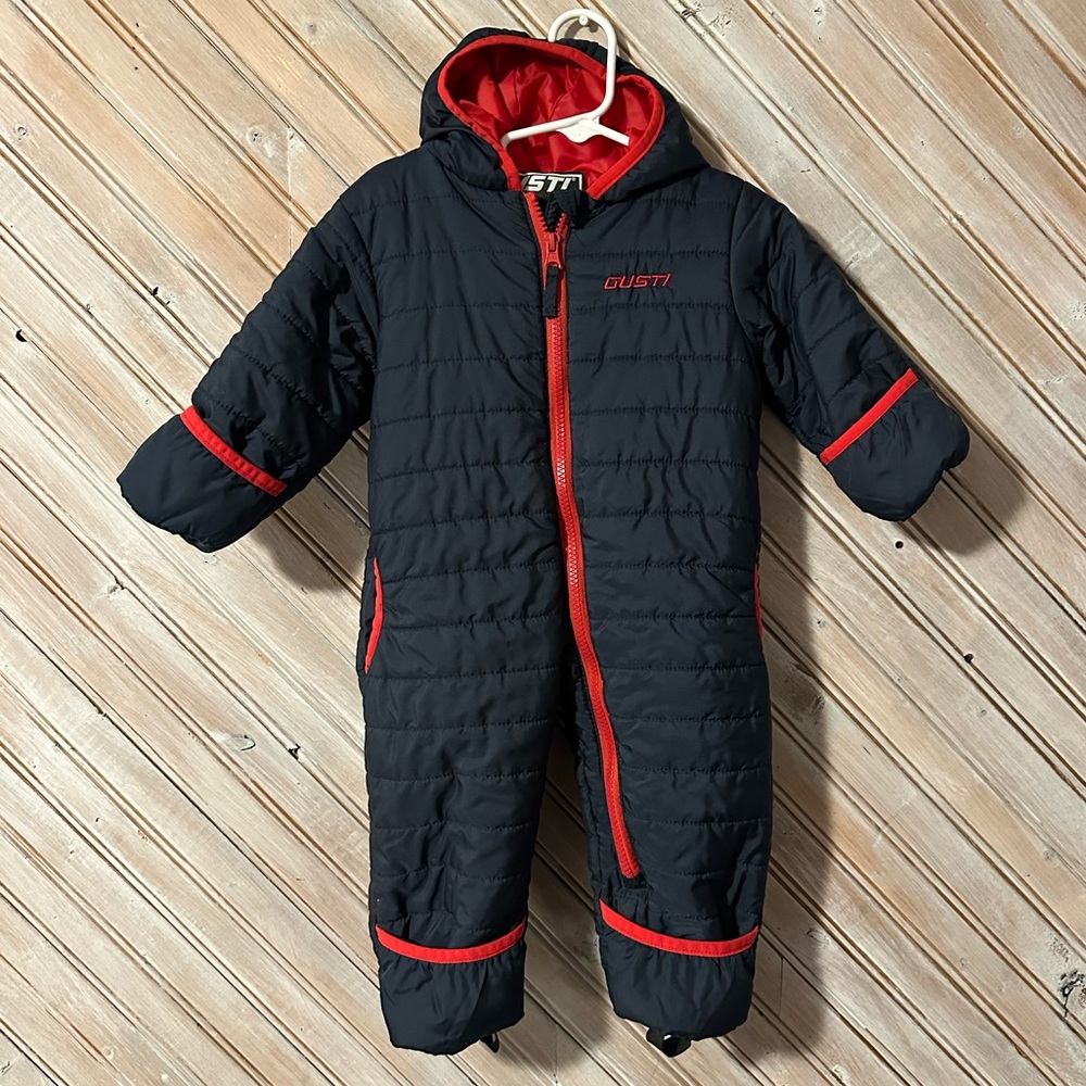 Gusti Navy Blue & Red Puffer Bunting Suit One Piece Winter Light Layer